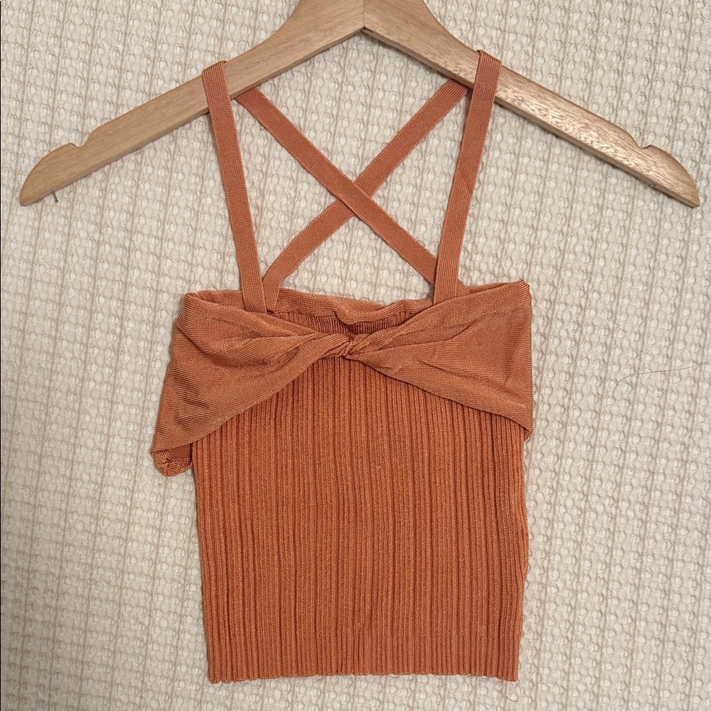 Cult Gaia Terracotta Ribbed Camisole